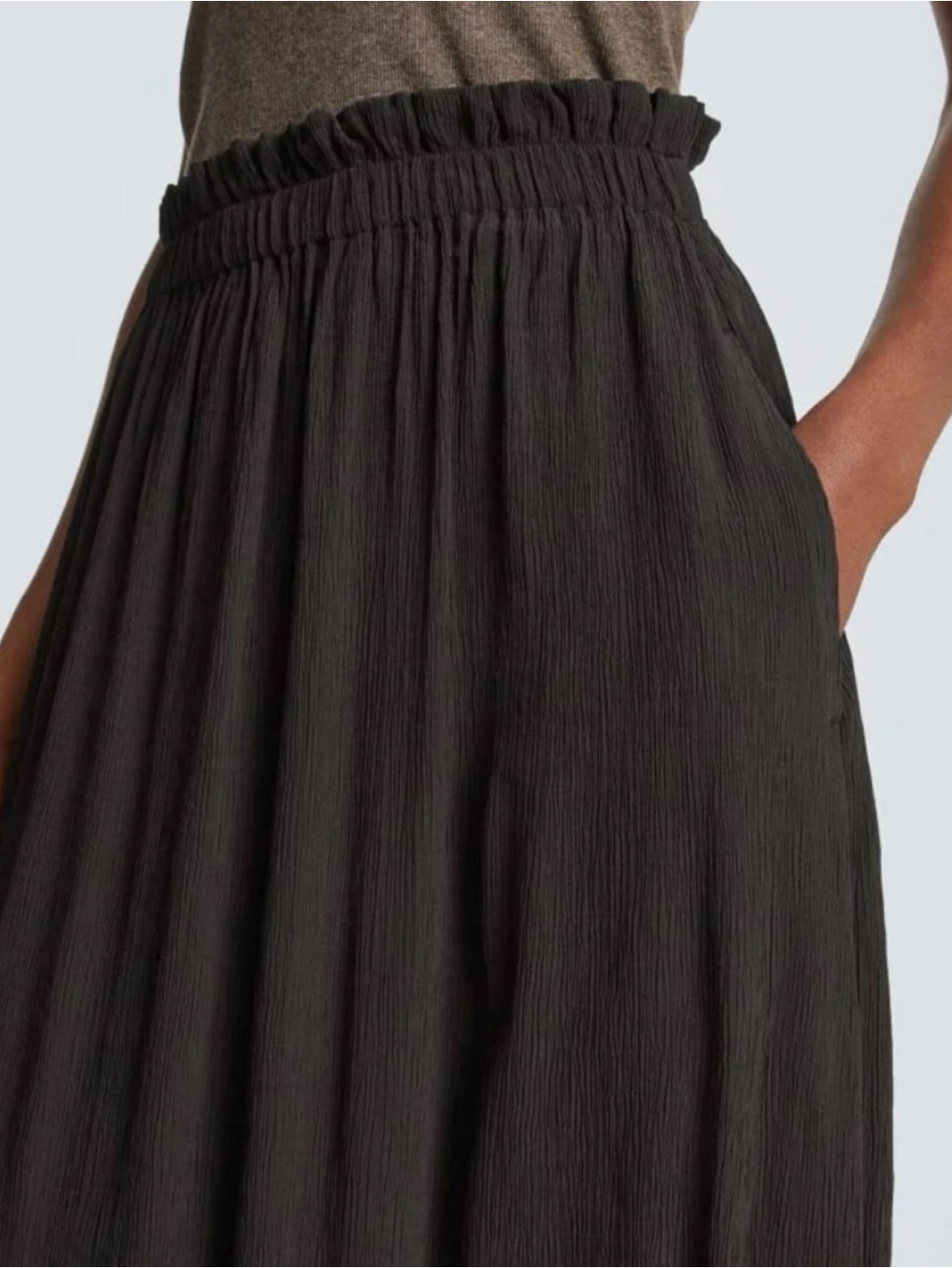 Everlane Black Textured Pleated Skirt
